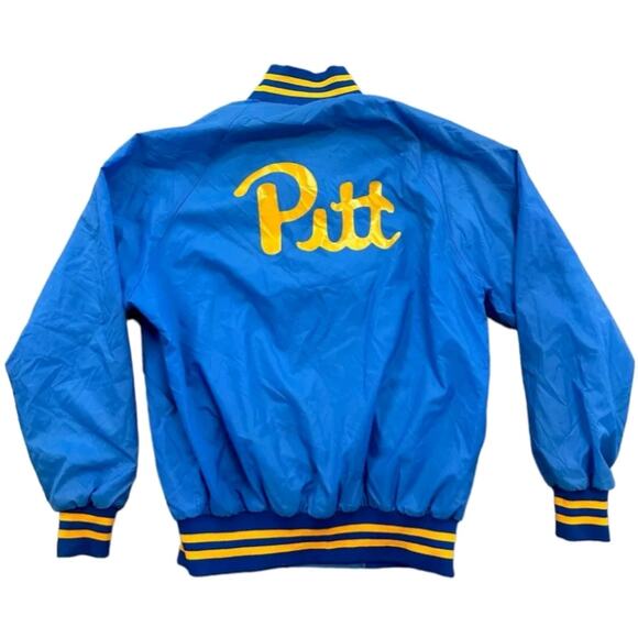 Pitt Panthers 90s WINDJAMMER bomber Script jacket L blue Pittsburgh NCAA vtg - Picture 1 of 8